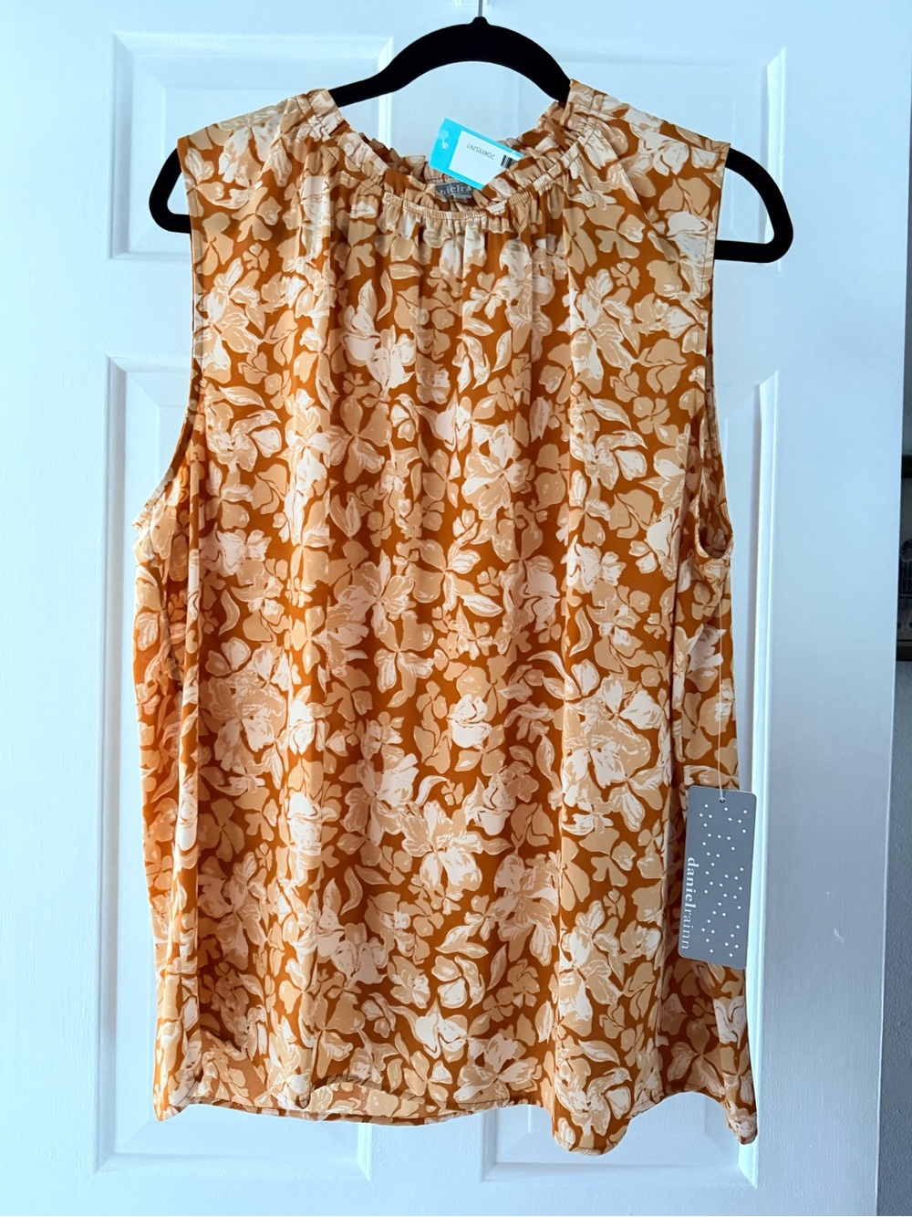 Daniel Rainn Floral Sleeveless Shell in Tan and Cream